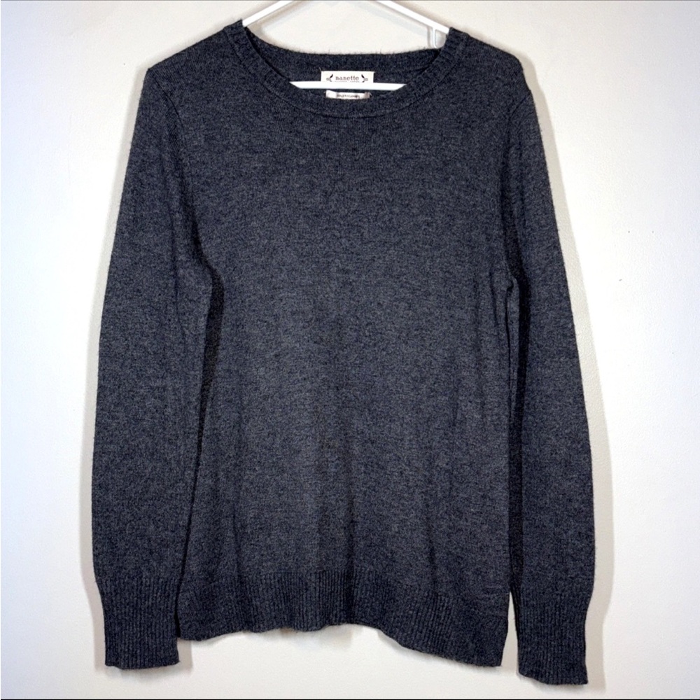 Nanette Lepore M Cashmere Sweater Gray Long Sleeve pullover crew neck